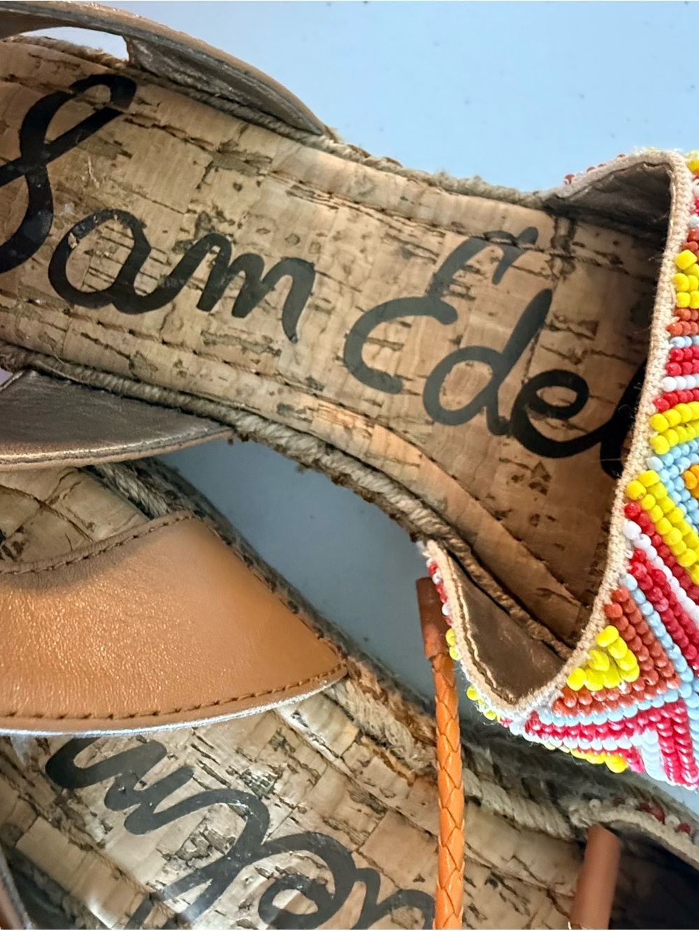 NIB Sam Edelman “Neera” Beaded Platform Boho Espadrille Sandal Size 6 - Picture 13 of 16